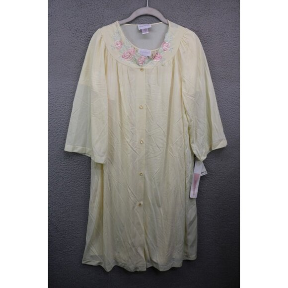 Shadowline Vtg. Yellow Embroidered Gown & Robe Set-Medium-New w/Tags-Y2K - Picture 1 of 15